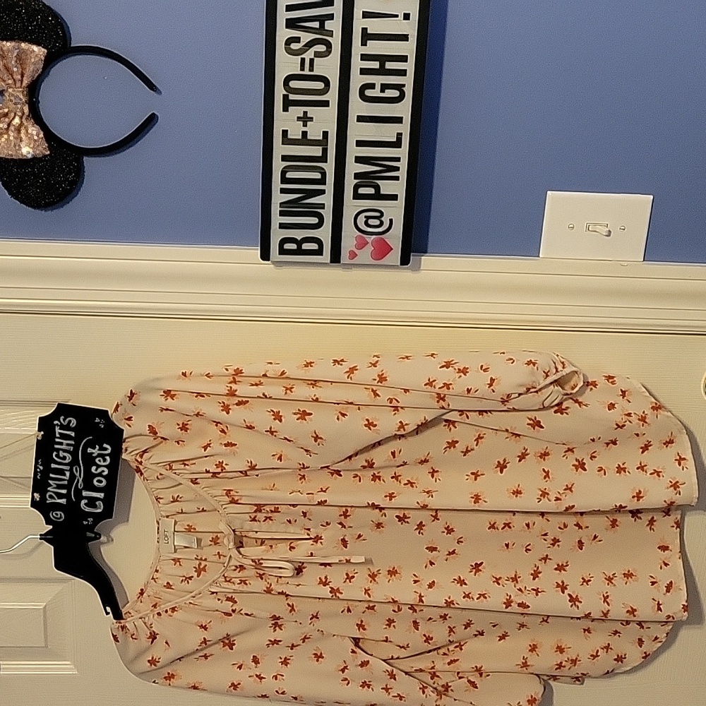 Ann Taylor LOFT Pink Cream Orange Floral Top Large